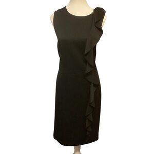 Banana Republic Black Sleeveless Midi Dress with Ruffle Detail/ Size 12